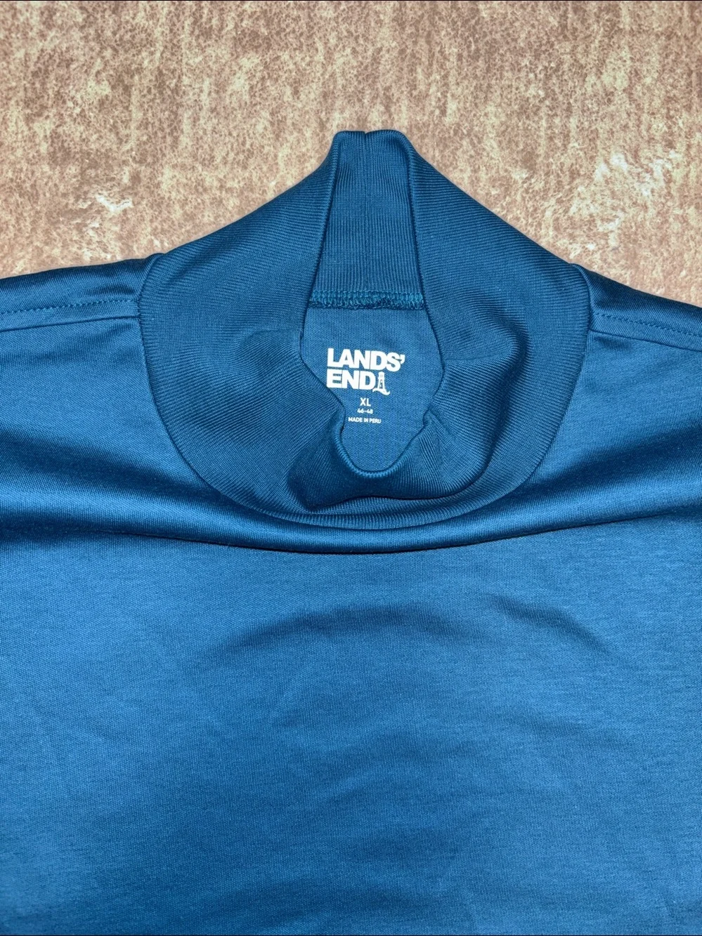 Men's XL New no tags Lands Super T blue mock turtle neck 100% cotton athletic